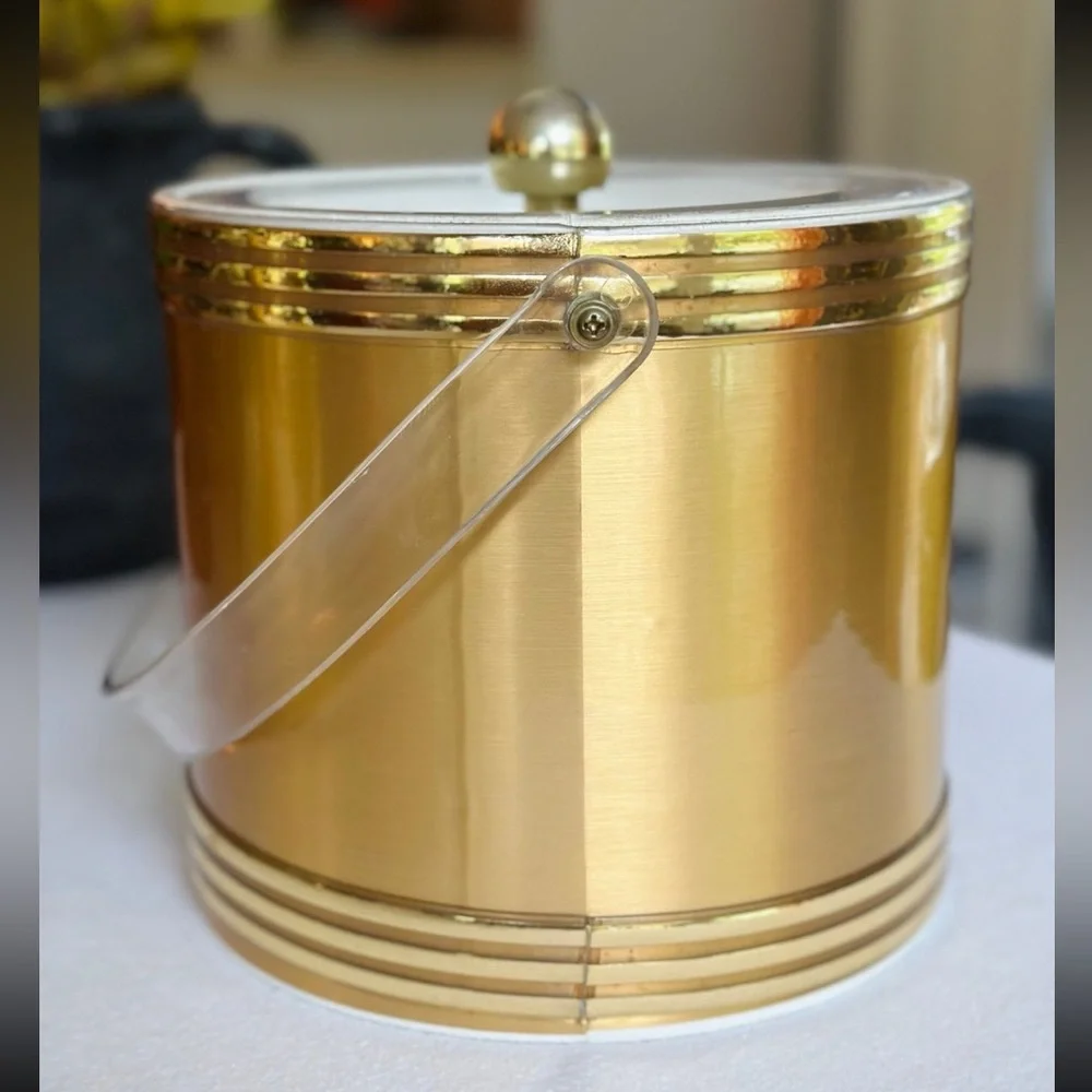 Vintage gold and lucite ice bucket